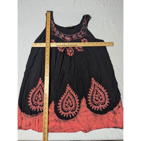 RIMA BEACHWORLD Women One Size Fits All Black Embroidered Viscose Short Sundress - Picture 7 of 14